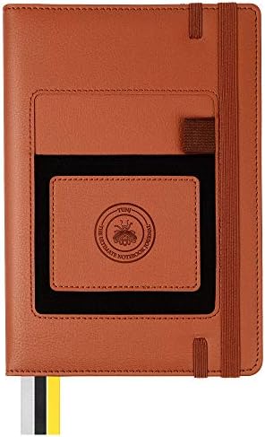 T.U.N.J. The Ultimate Notebook Journal - A5 Daily Planner Organizer, Lined Journal, Tan, 250 Pages, Pocket for Phone!