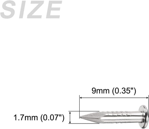 Small Nails (1.7x9mm) 200pcs, Carbon Steel Tiny Hardware Nails for Household Woodworking, Silver Tone