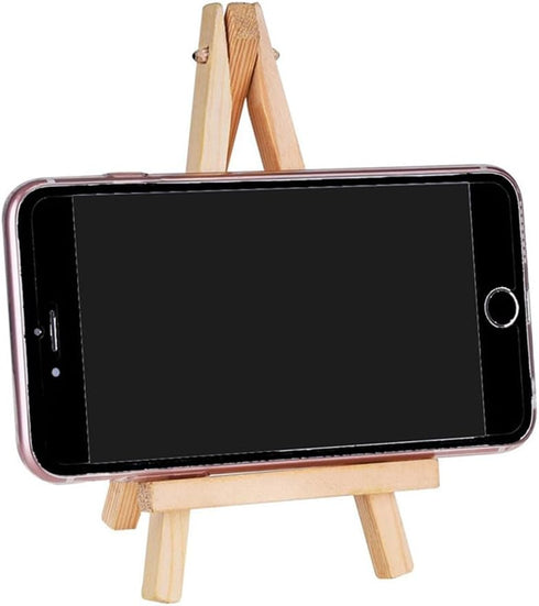 Tofficu 10pcs Wooden Art Easel Tabletop Mini Easel Stand for Home Decoration, Lock and Key Charms, Bamboo Pine