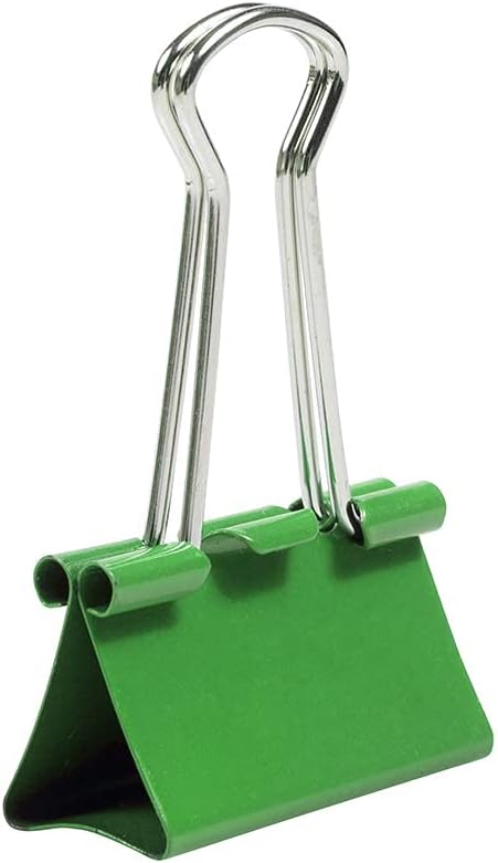 JAM PAPER Colorful Binder Clips - Medium 1 1/4 Inch (32 mm) Green Binderclips, 15 Pack for Office Supplies