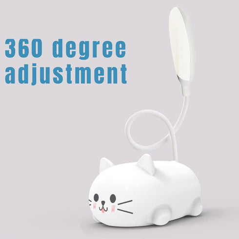 soputry Mini Cat USB Lamp, Kawaii Desk Lamp with USB Charging Port, Foldable Animal Table lamp Rechargeable LED Light