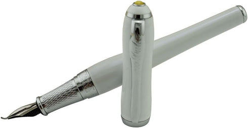 Duke Fude Nib Fountain Pen Medium to Broad, Nature Mother Pearl Cap with Pen Pouch, Art Drawing Set