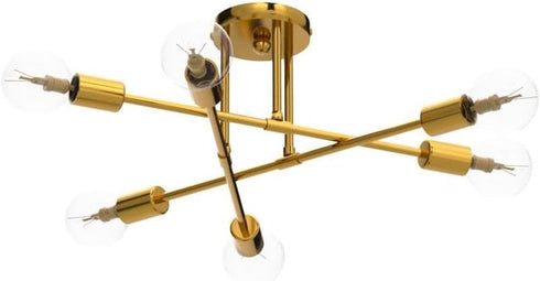 6 E26 Bulb Semi Flush Mount Ceiling Light Fixture, Lights Modern Sputnik Chandelier Ceiling Lamp with Base, Light