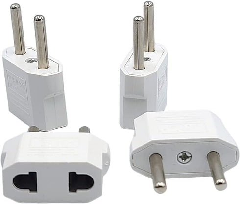 European Travel Plug Adapter, USA to European Plug Adapters for Germany, France, Iceland, Spain, Greece, 4-Pack White