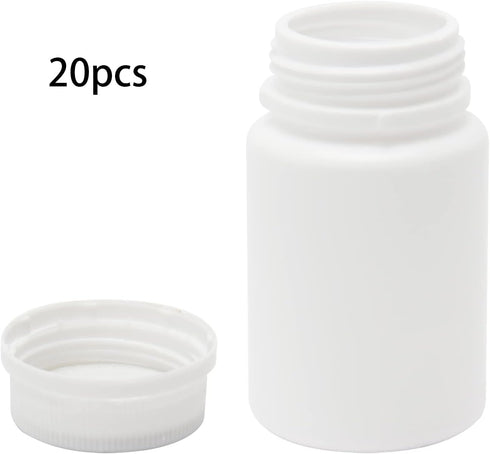 Othmro 20 Pcs 60ml/2oz PE Plastic Lab Chemical Reagent Bottles, Wide Mouth Round Storage Container