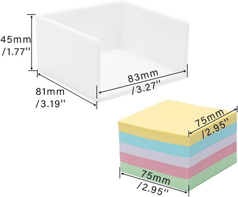 White Memo Holder with 500 Sheets Non-Sticky Colorful Blank Memo Notes Cube Simple PS Sticky Notes Organizer Notepad Dispenser 5 Colors Memo Pads