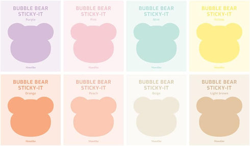 Monolike Bubble Bear Sticky-it, 8p Set Self-Adhesive Memo Pad, 30 Sheets