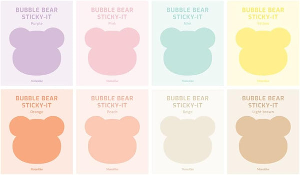 Monolike Bubble Bear Sticky-it, 8p Set Self-Adhesive Memo Pad, 30 Sheets
