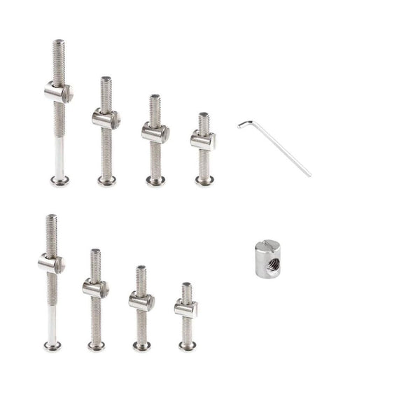 Lhazemu 32 Set M6x12mm/16mm/25mm/35mm/45mm/55mm/65mm/75mm Silver Crib Screws Replacement Set Hex Drive Socket Cap