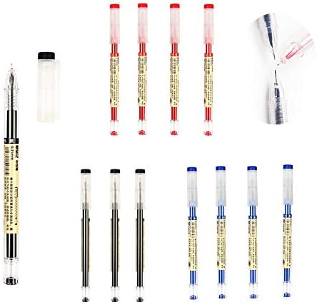Gel Ink Pen Quick Drying Liquid Ink, 0.38 mm Fine Point Japanese Style Pens, 12 Pcs (4 Black, 4 Blue, 4 Red)