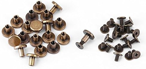 20pcs Metal Rivet Flat Head Copper Brass Screws Nuts Nails for Leather Accessories (8mm)