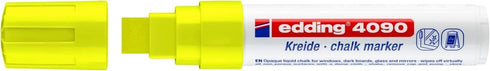 edding 4090 chalk marker - neon-yellow - 1 chalk pen - chisel nib 4-15 mm - broad-nib wet wipe pen for chalkboards, windows, glass, mirrors - liquid chalk marker pens for opaque coverage