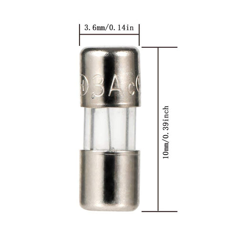 20PCS 110V 125V 3A 0.14 0.39 inch 3.6 10 mm PENGLIN Mini Glass Fuses Slow-Blow Time Delay Fuse Xmas Light Strings
