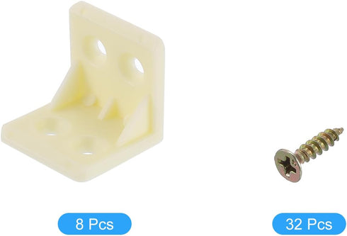 8Pcs 90 27x28x27mm uxcell Degree Plastic Corner Braces, Nylon Shelf Right Angle Brackets with Screws for Cabinets