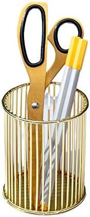 Gold Metal Pen Holder for Desk, Makeup Brushes Cup, Pencil Holders, Office & Home Organizer