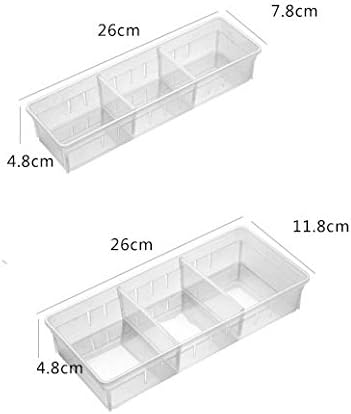 Desk Drawer Organizer Tray with Adjustable Dividers, Set of 4 (2 Large + 2 Small) for Makeup, Pens, Flatware