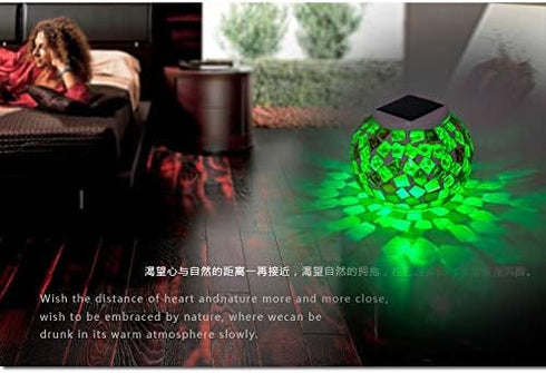 Waterproof Color Changing Table Lamp, Solar Powered Mosaic Glass Ball LED Garden Lawn Night Light Lamps, Party Lights