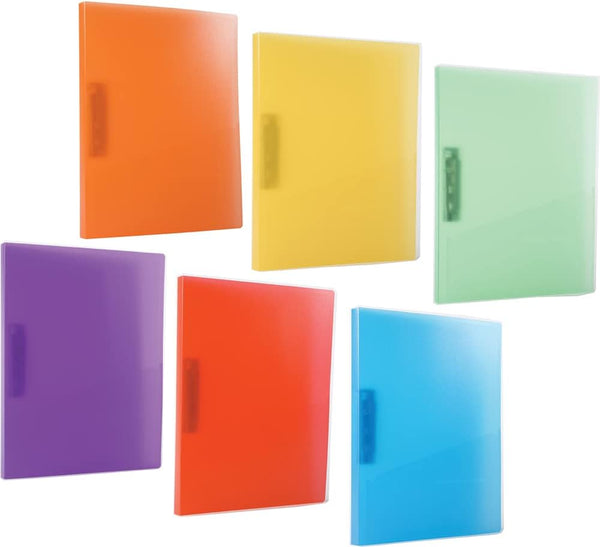Filexec 6192 Clamp Binder, Frosted, Set of 6, Assorted Colors: Blueberry, Strawberry, Grape, Lime, Lemon, Tangerine