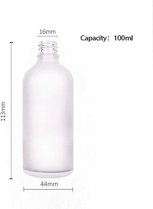 4 Pack Frosted Glass Dropper Bottles, 100ml/3.4oz Essential Oil Bottles with Eye Dropper and Bamboo Lids