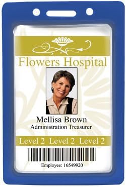 Vertical Badge Holder Frame, Pre-Punched Credit Card Size ID Holder for Lanyards, Chains, or Clips - Royal Blue (50