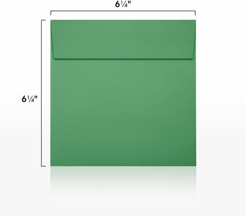 LUXPaper Invitation Envelopes Square | Peel & Press | 6 1/2" x 6 1/2" | Holiday Green | 80lb. Text | 50 Qty