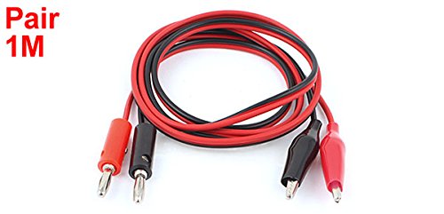 uxcell Pair Red Black Alligator Test Lead Clip to Banana Connector Probe Cable, 1M 3Ft
