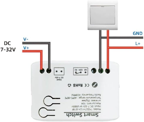 Zigbee Temperature & Humidity Controller, Extendable Probe Sensor, Tuya App Remote, 10A Relay Switch (T&H, 12 Volts)