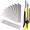 25MM Heavy Duty Utility Knife with 10pcs SK-5 Retract Blades, Rubber Grip Box Cutter for DIY Crafts