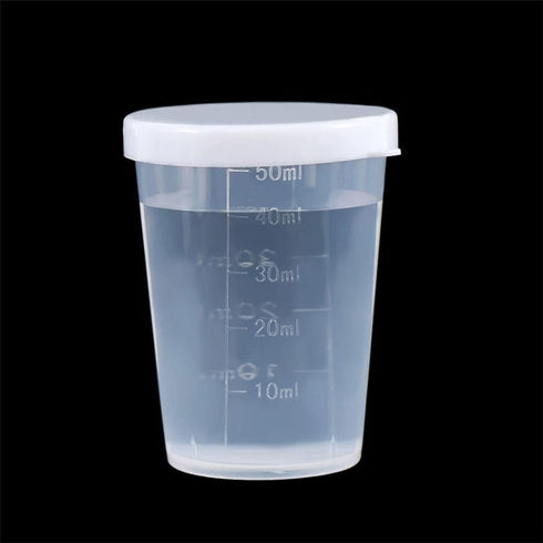 10Pcs 50ml Transparent Plastic Measuring Cups with Lid, Calibration Liquid Container Tools
