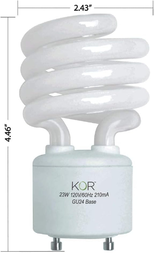 (Pack 4) 23 GU24 (100W T2 Bulb (2700K)) KOR of Watt Mini Spiral - Base - Equivalent) - Mini-Twist - CFL Light (Soft