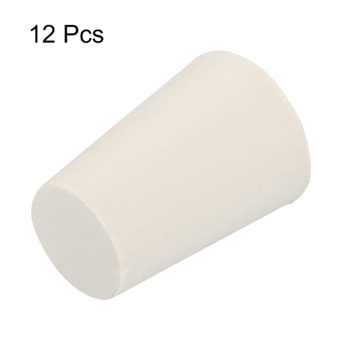 MECCANIXITY Rubber Tapered Plug, 12 Pieces, 14mm to 19mm Solid Test Tubes, White