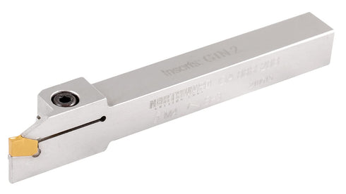 Accusize Industrial Tools 1/2'' Shank Heavy Duty Indexable Grooving/Cut-Off Holder, Nickel Plated with Carbide Insert