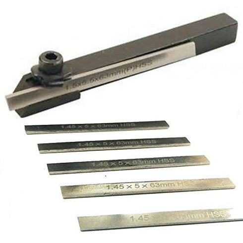 Factory Mini Parting Tool Holder with 6Pcs HSS Blades for Mini Lathes - 10mm Shank Tool