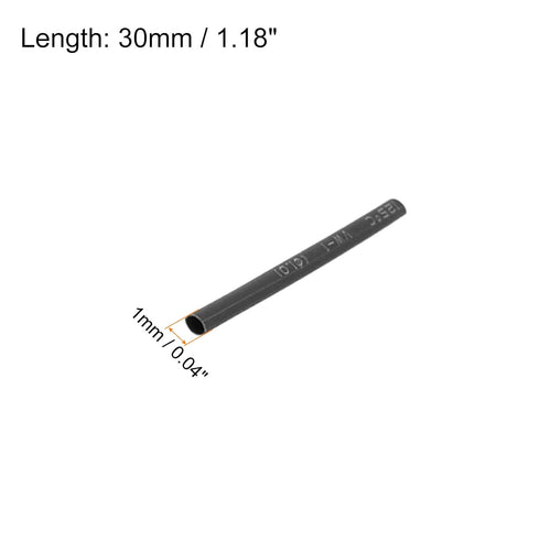 Heat Shrink Tubing 2:1 Cable Sleeving Tube Wrap, Electric Insulation Protection - 1mm Dia/30mm/Black/300 Pcs