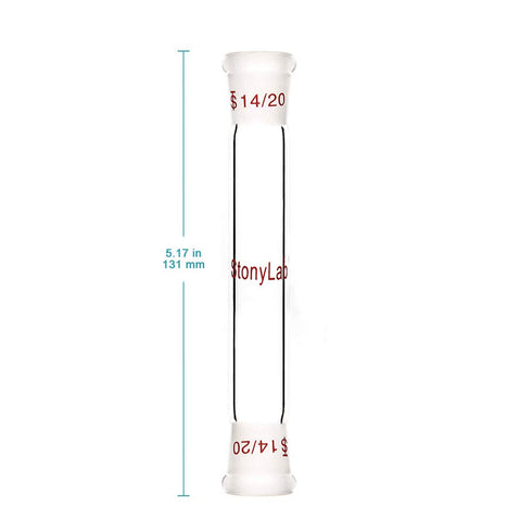 stonylab Glass Straight Connecting Adapter, Borosilicate Glass 90mm Between Two 14/20 Ground Outer Standard Taper Joints for Laboratory Lab Supply