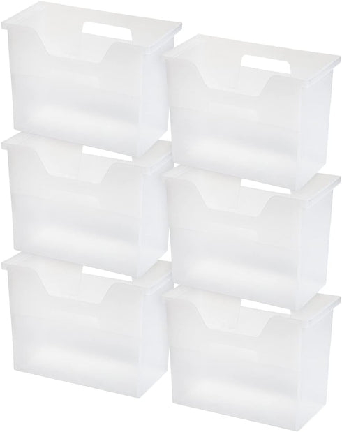 IRIS USA Medium Portable Desktop File Box, 6 Pack, with Side Handles, Hanging File Folders, Clear for Magazines and Mail