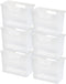 IRIS USA Medium Portable Desktop File Box, 6 Pack, with Side Handles, Hanging File Folders, Clear for Magazines and Mail