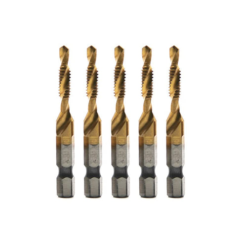 5PCS Titanium Combination Drill Tap Bit Set, Screw Tapping Hex Shank HSS Metric/Imperial Plug Drill Bits