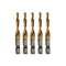 5PCS Titanium Combination Drill Tap Bit Set, Screw Tapping Hex Shank HSS Metric/Imperial Plug Drill Bits