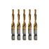 5PCS Titanium Combination Drill Tap Bit Set, Screw Tapping Hex Shank HSS Metric/Imperial Plug Drill Bits