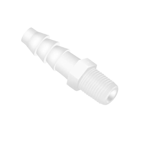 Quickun Plastic Hose Barb Fitting, 3/8" Barb to 1/4" Male Thread Adapter Union Fitting (Pack of 5), White