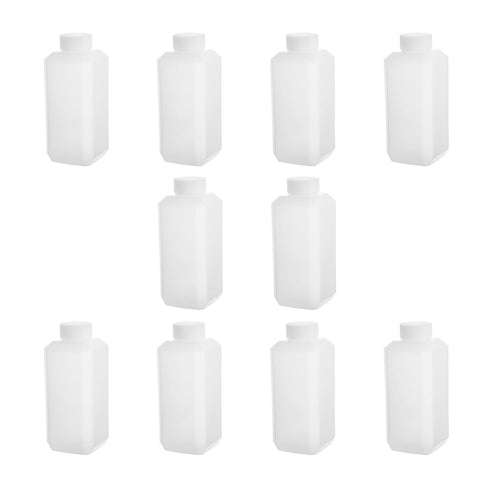 Bettomshin 10Pcs Narrow Mouth HDPE Reagent Bottle, 250mL/8.45oz Square Plastic Lab Chemical Bottle, Leak Proof,