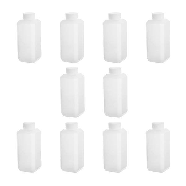 Bettomshin 10Pcs Narrow Mouth HDPE Reagent Bottle, 250mL/8.45oz Square Plastic Lab Chemical Bottle, Leak Proof,