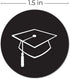 Graduation Stickers - 250 Graduate Labels, 1.5" Black & White Class of 2025 Grad Cap Envelope Seals