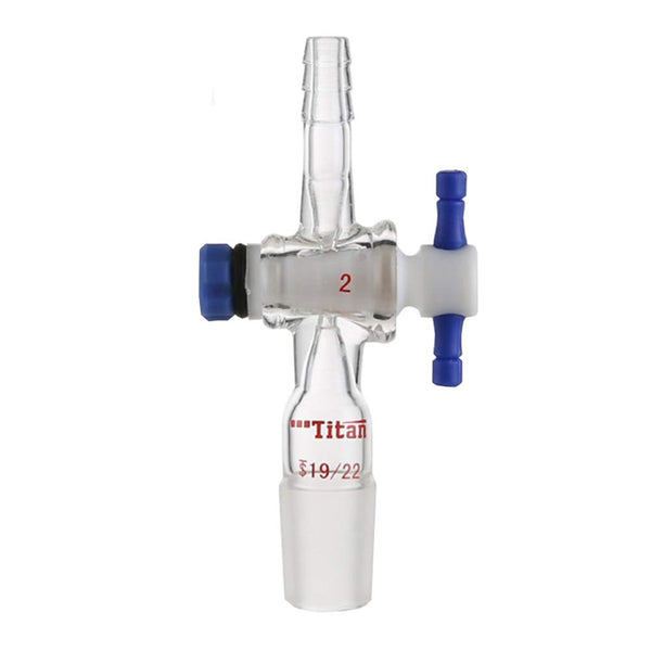 Vacuum Flow Control Adapter with PTFE Stopcock, 2mm Diameter, 19/22 Joint for Lab Supply