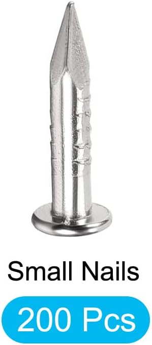 Small Nails (1.7x9mm) 200pcs, Carbon Steel Tiny Hardware Nails for Household Woodworking, Silver Tone