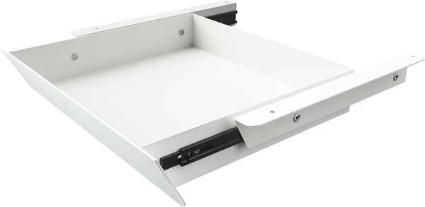 White Under Desk Mounted Sliding Drawer, 60 Degree Tilt Panel, 15'' long & 9'' deep Large Storage Organizer for Sit