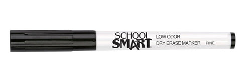 School Smart Dry Erase Pen Style Marker, Fine Tip, Black, Pack of 12 - BY1076-12BLACK