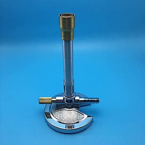 Lab Bunsen Burner with Air & Gas Adjustment, Flame Stabilizer for Natural Gas & Propane