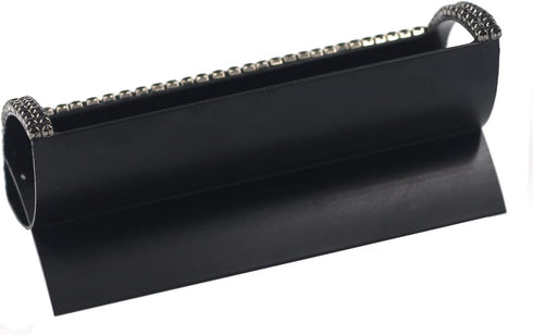 Bling Aluminum Business Card Holder, Black Rhinestone Desktop Display Stand for Business Cards